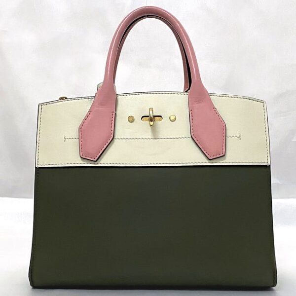 f17480 4 Louis Vuitton City Steamer 2way Bag Leather Khaki White Pink