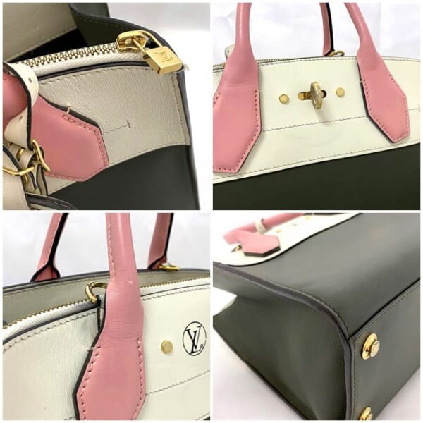 f17480 8 Louis Vuitton City Steamer 2way Bag Leather Khaki White Pink