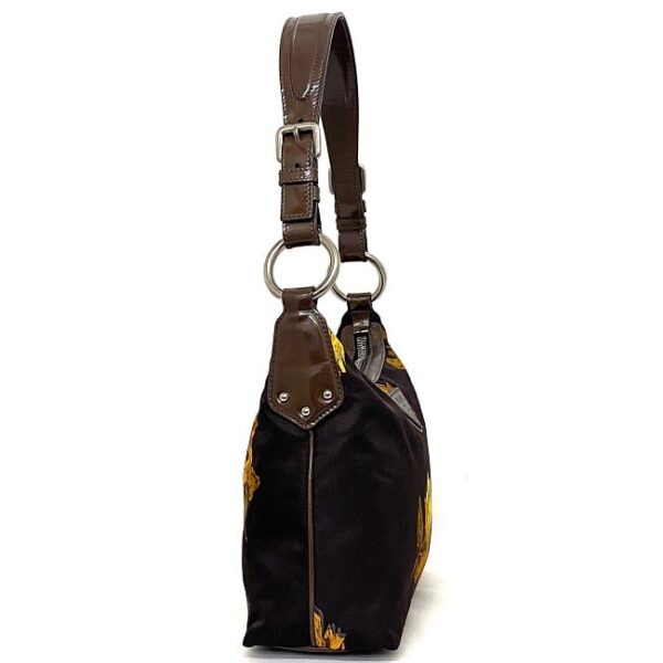 f17948 2 Prada Shoulder Bag Nylon Patent Leather Brown