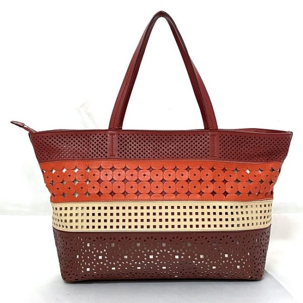 f17984 3 Salvatore Ferragamo Tote Bag Leather Red Beige Orange