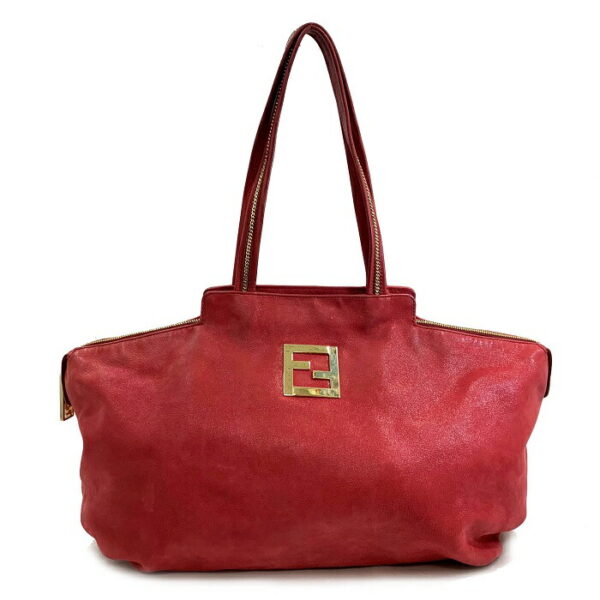 f259 1 Fendi Tote Bag Calf Leather Shoulder Wine Red