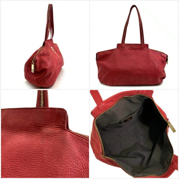 f259 3 Fendi Tote Bag Calf Leather Shoulder Wine Red