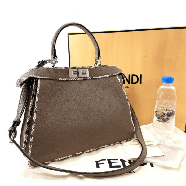 f3019468 2 Fendi Peekaboo IC You Medium Handbag Leather Python Gray