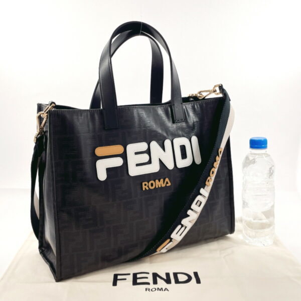 f3113071 2 Fendi FILA Collaboration 2Way Tote Bag Nylon Leather Black