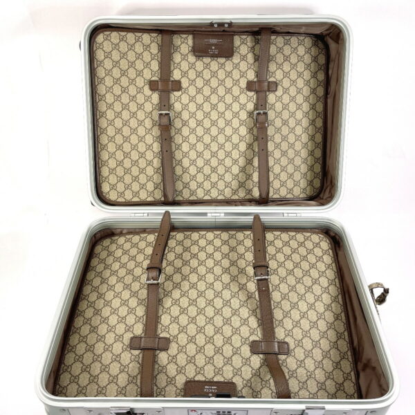 f3123334 12 Gucci Porter Cabin Trolley FPM Milano Collaboration Suitcase Aluminum GG Supreme Silver