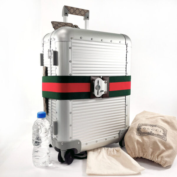 f3123334 2 Gucci Porter Cabin Trolley FPM Milano Collaboration Suitcase Aluminum GG Supreme Silver