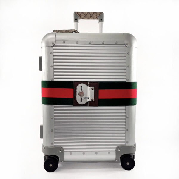 f3123334 31 Gucci Porter Cabin Trolley FPM Milano Collaboration Suitcase Aluminum GG Supreme Silver