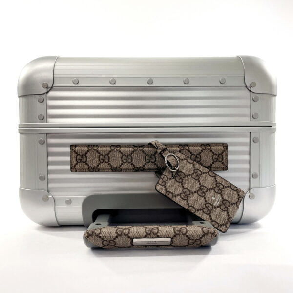 f3123334 8 Gucci Porter Cabin Trolley FPM Milano Collaboration Suitcase Aluminum GG Supreme Silver