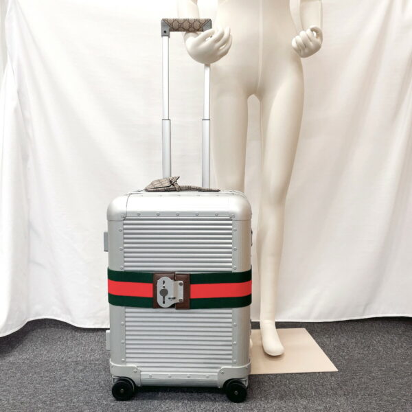 f3123334 9 Gucci Porter Cabin Trolley FPM Milano Collaboration Suitcase Aluminum GG Supreme Silver