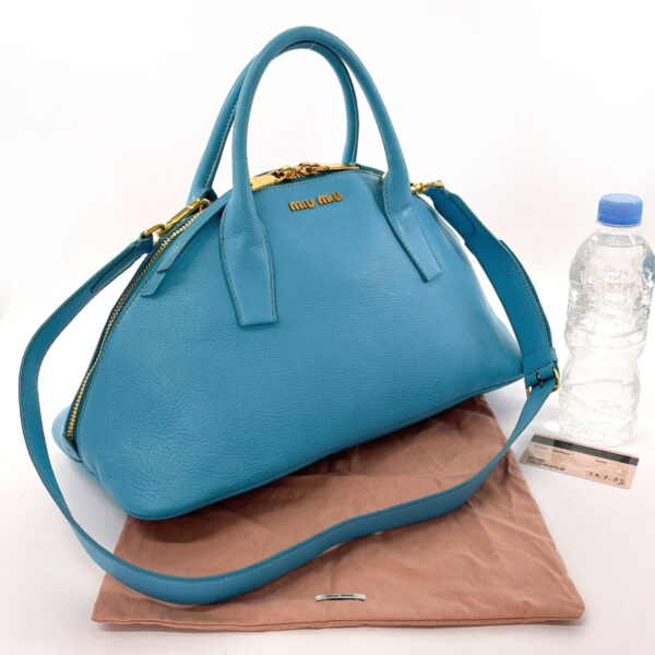 f4013905 2 Miu Miu Mini 2Way Handbag Leather Blue