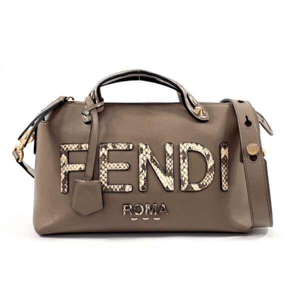 f4034356 1 Fendi By the Way Medium 2Way Handbag Leather Python Brown