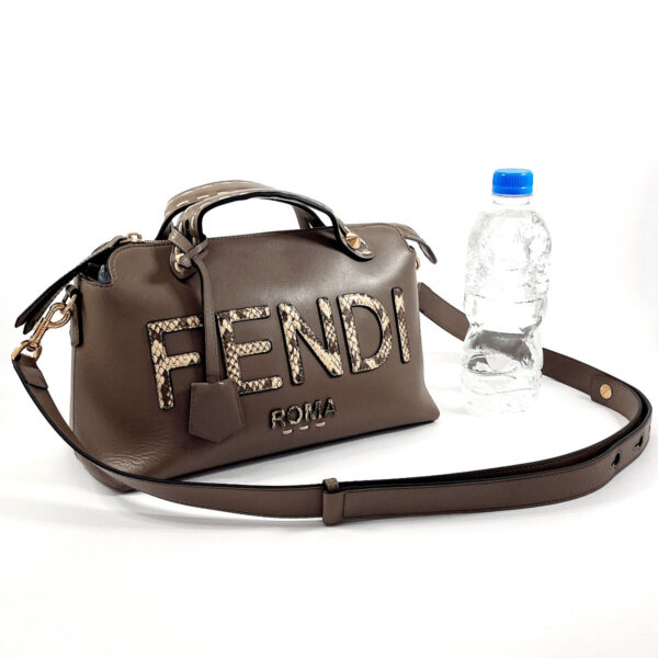 f4034356 2 Fendi By the Way Medium 2Way Handbag Leather Python Brown