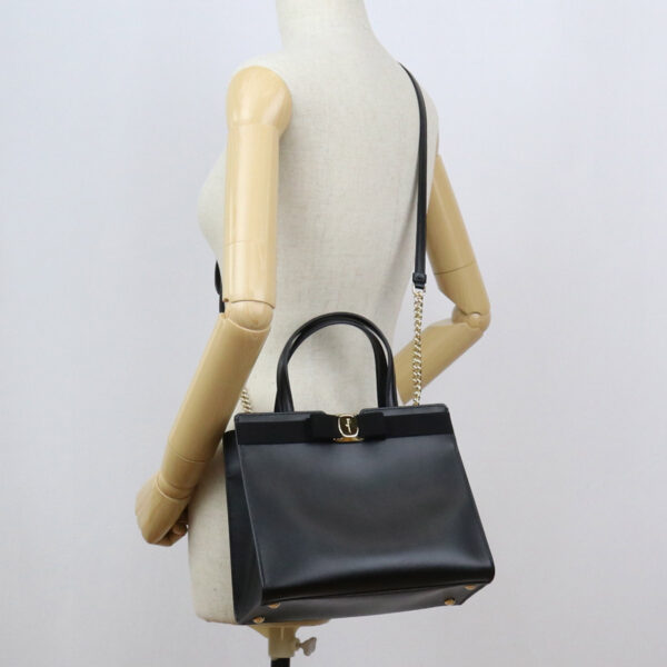 fer21 i290011 b Ferragamo Vara 2 Way Tote Bag Black