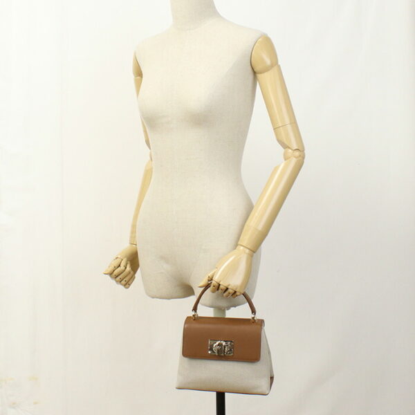 furwb00109061 a Furla 1927 Handbag 2way Shoulder White Brown