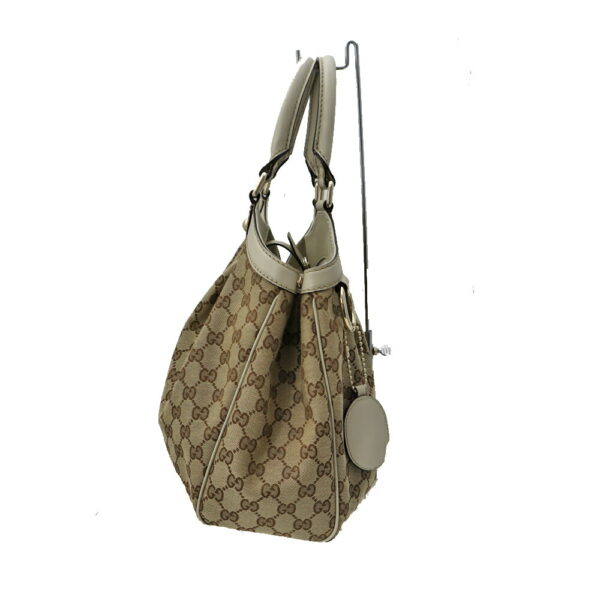 g11 Gucci GG Tote Bag Canvas Leather Blue Brown