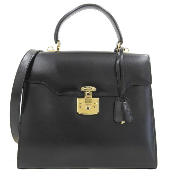 gu0591 1 Gucci 2WAY Leather Handbag Black