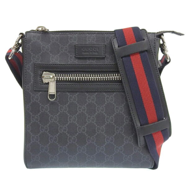 gu0599 1 Gucci GG Supreme Small Messenger Bag Black Gray