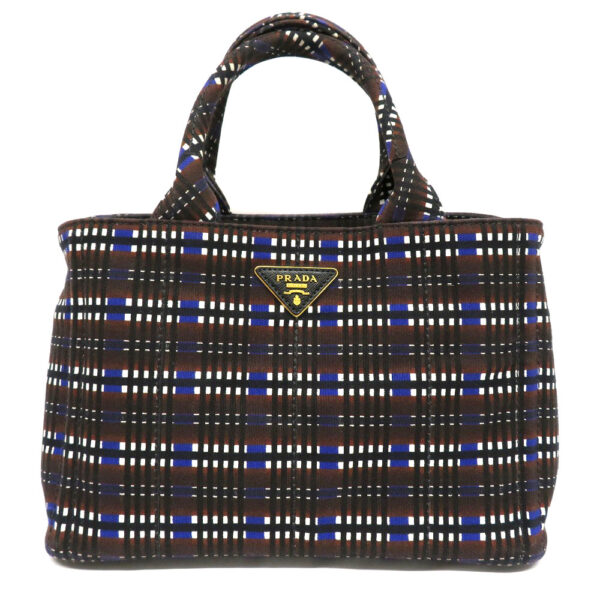 h2006836 1 Prada Kanapa Tote 2WAY Checkered Pattern Canvas