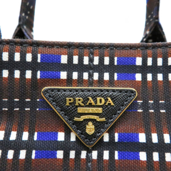 h2006836 10 Prada Kanapa Tote 2WAY Checkered Pattern Canvas