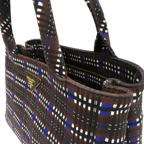 h2006836 9 Prada Kanapa Tote 2WAY Checkered Pattern Canvas