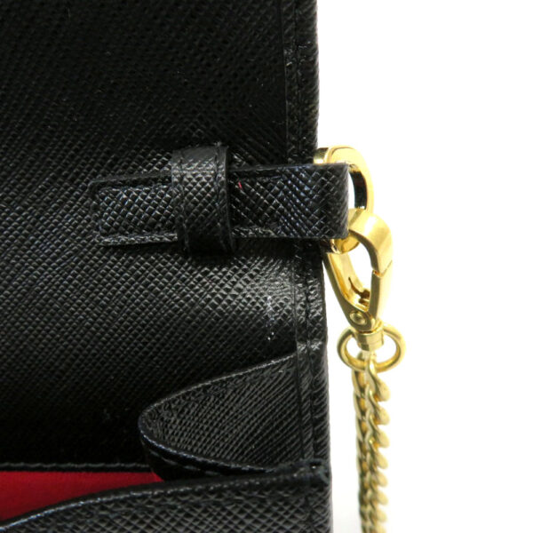 h2007077 11 Prada Chain Shoulder Bag Saffiano Leather Black Mini