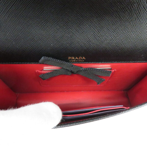 h2007077 6 Prada Chain Shoulder Bag Saffiano Leather Black Mini