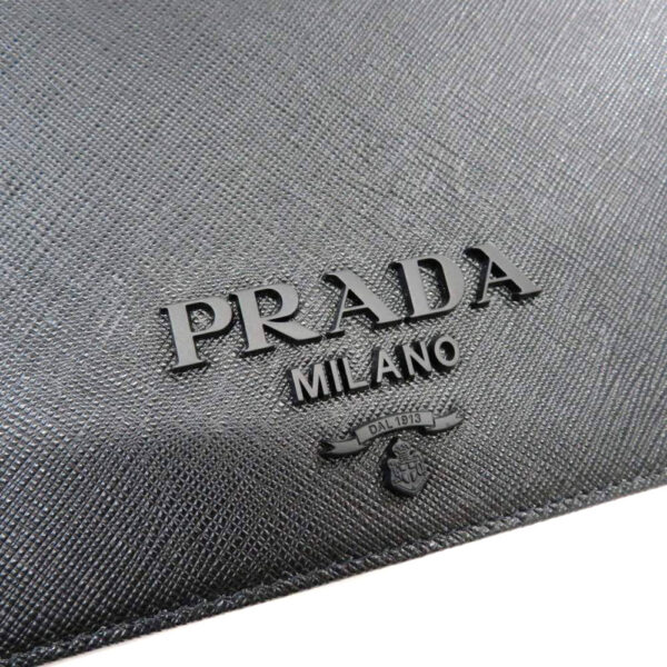 h2007077 8 Prada Chain Shoulder Bag Saffiano Leather Black Mini