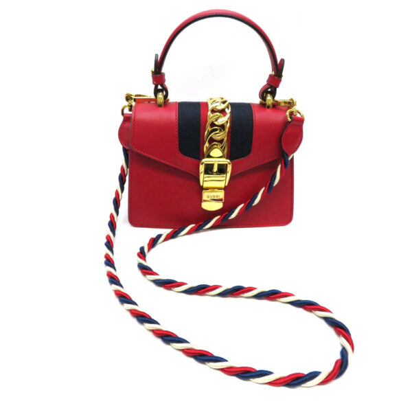 h2102196 5 Gucci Sylvie Handbag Leather Red Trico Line