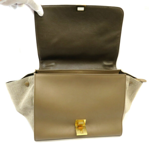 h210398800 Celine Trapeze 2WAY Leather Canvas Handbag