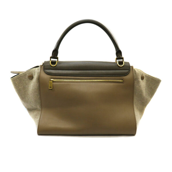 h210398802 Celine Trapeze 2WAY Leather Canvas Handbag