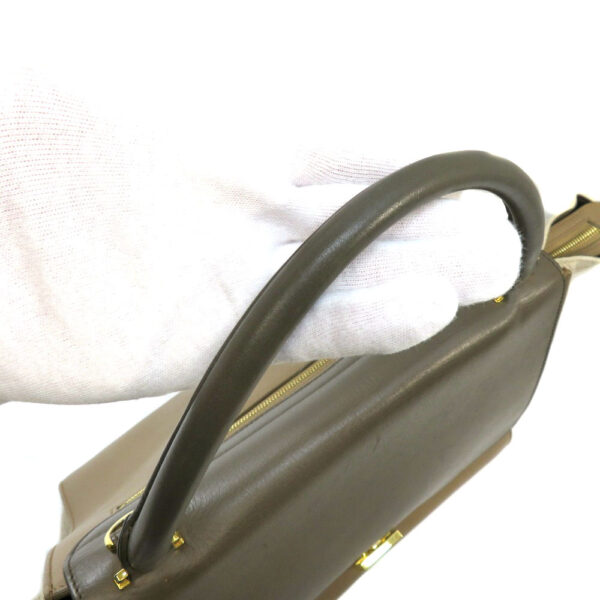 h210398807 Celine Trapeze 2WAY Leather Canvas Handbag