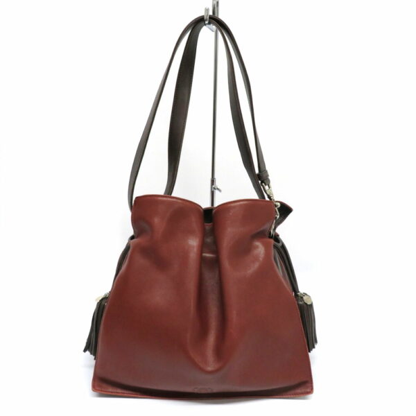 h2105786 1 Loewe Flamenco30 Leather Drawstring Shoulder Bag Brown