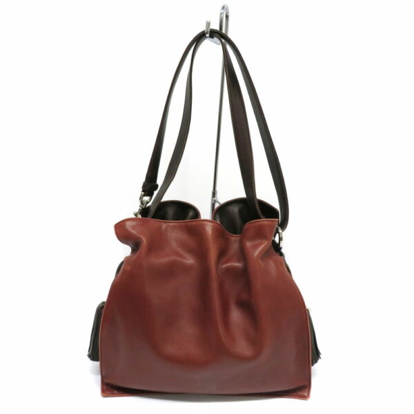 h2105786 2 Loewe Flamenco30 Leather Drawstring Shoulder Bag Brown