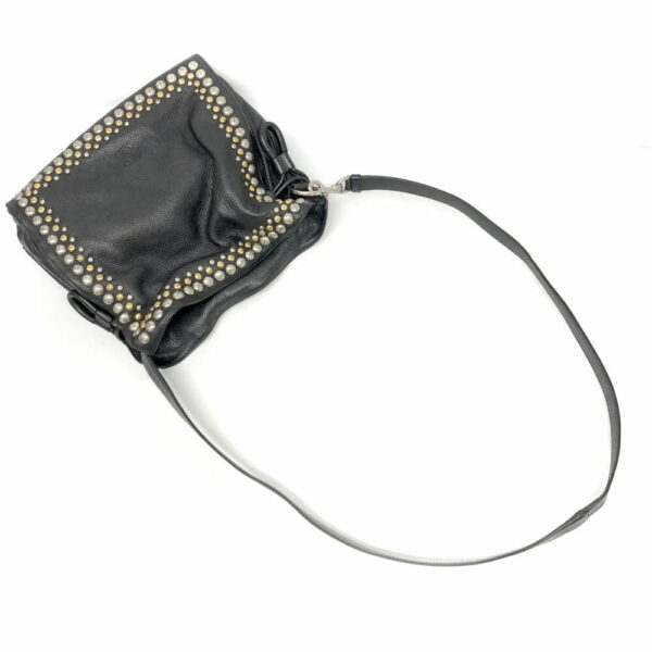 h2202206 11 Loewe Flamenco Studded Drawstring Shoulder Bag Black