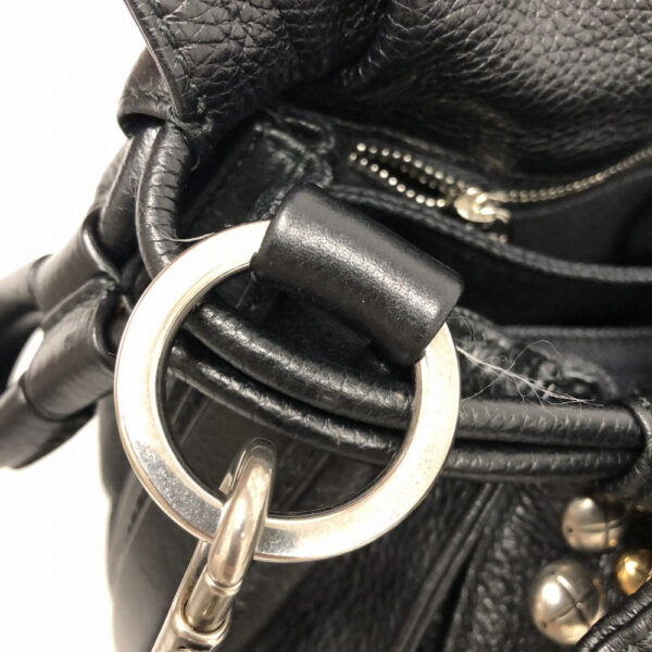 h2202206 18 Loewe Flamenco Studded Drawstring Shoulder Bag Black