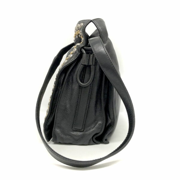 h2202206 3 Loewe Flamenco Studded Drawstring Shoulder Bag Black