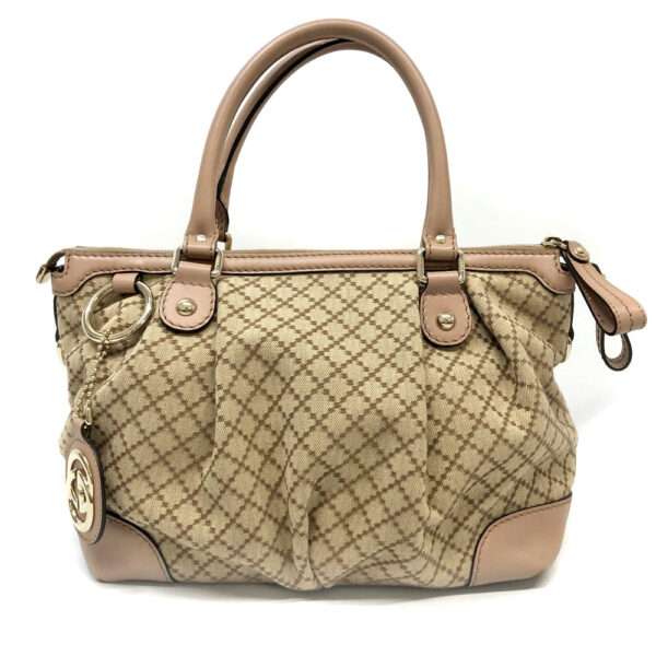 h2202698 1 Gucci 2WAY Bag Beige Brown Canvas