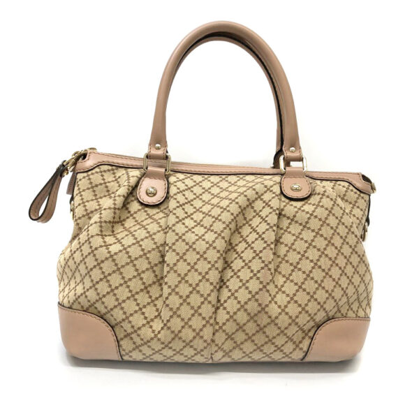 h2202698 3 Gucci 2WAY Bag Beige Brown Canvas