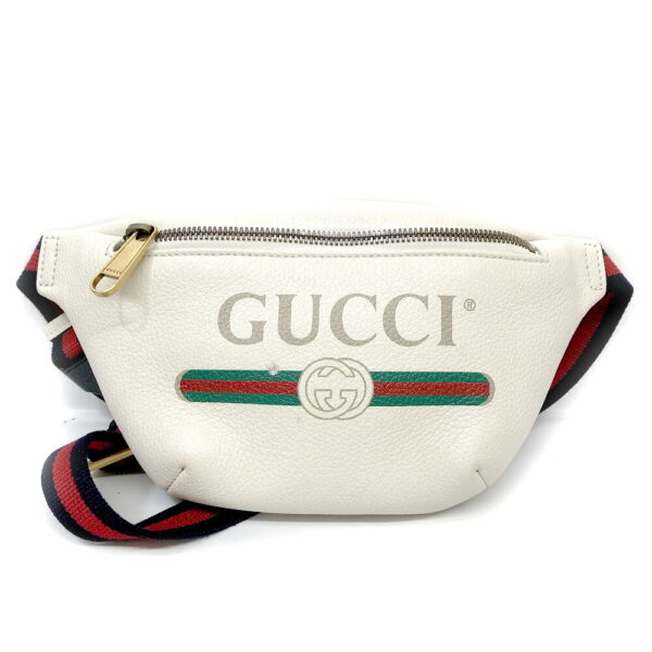 h2203376 1 Gucci Printed Small Belt Bag Waist Pouch Leather White