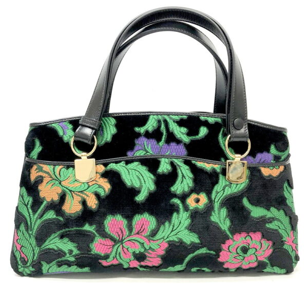 h2203669 3 Gucci Allie Handbag Velor Black Flower Embroidery