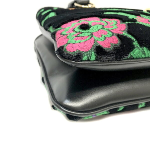 h2203669 6 Gucci Allie Handbag Velor Black Flower Embroidery