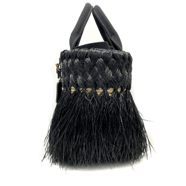 h2203707 2 Prada 2WAY Basket Bag Raffia Canvas Black