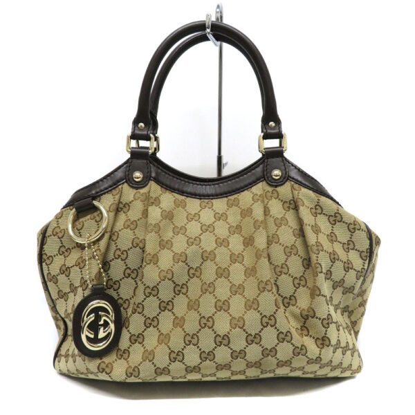 h2206796 1 Gucci Handbag Brown GG Canvas Leather