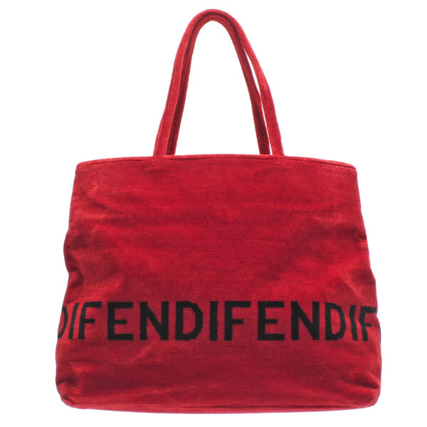 ik 00 0439926 00 Fendi Line Tote Bag Corduroy Red