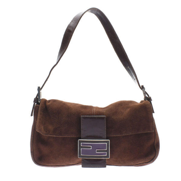 ik 00 0442152 00 Fendi Mamma Baguette Shoulder Bag Leather Suede Brown