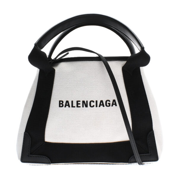 ik 00 0442234 00 Balenciaga Blue Hippo XS Handbag Canvas Leather White Black