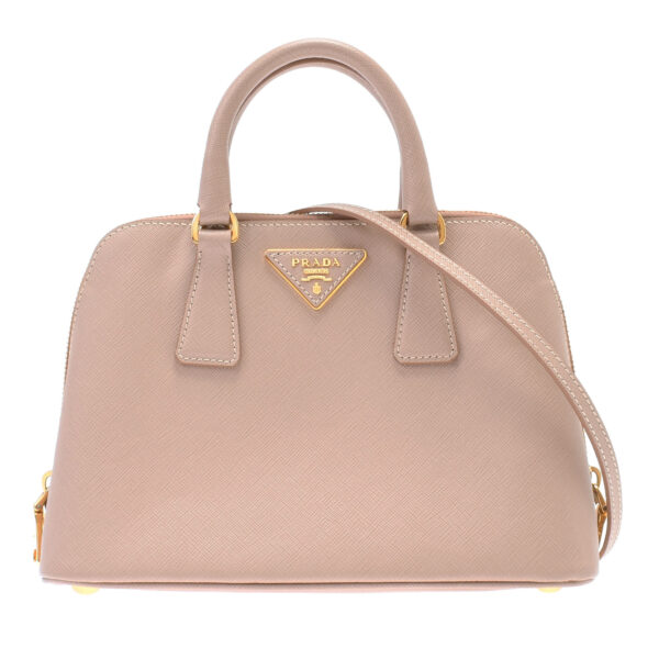 ik 00 0446112 00 Prada 2Way Handbag Saffiano Leather Pink Beige