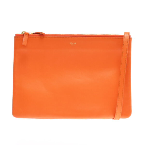 ik 00 0448635 00 Celine Trio Shoulder Bag Leather Orange