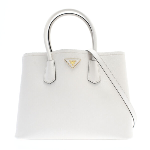 ik 00 0449567 00 Prada 2Way Tote Bag Saffiano Leather White