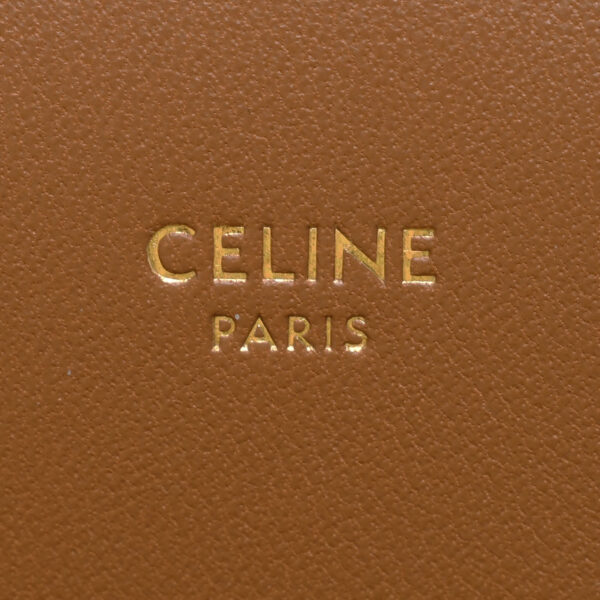 ik 00 0449582 09 Celine Phone Pouch Triomphe Canvas Lambskin Tan